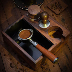 Integrated coffee knocking box, wooden coffee press foundation holder, handle bracket, walnut coffee powder dispenser, bar counter - Image 4