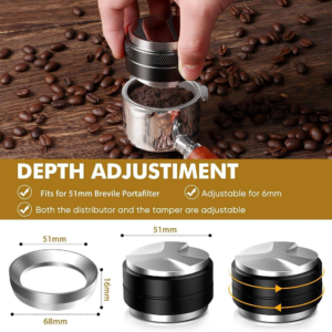 Stainless steel coffee powder press cloth powder device two-in-one coffee macaron universal Italian coffee machine household powder press hammer - Image 3