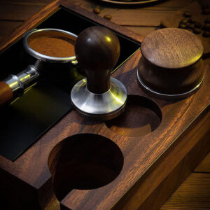 Integrated coffee knocking box, wooden coffee press foundation holder, handle bracket, walnut coffee powder dispenser, bar counter - Image 3