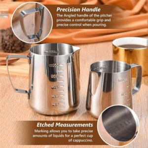 Coffee garland cup 304 stainless steel pointed mouth with scale milk foam cup fancy milk tea coffee utensils garland artifact - Image 3