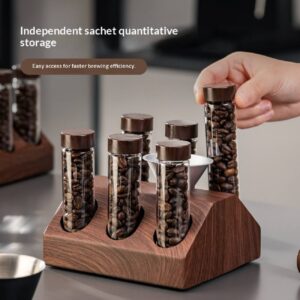 Solid wood coffee bean sub-packing test tube rack, tea medicinal materials, scent bottle, mini storage display stand, base, coffee utensils - Image 3