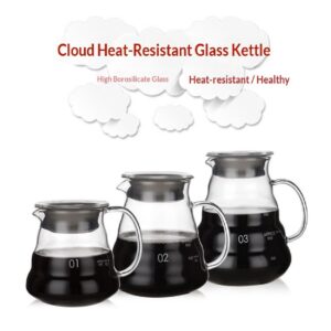 Hand-brewed coffee pot cloud pot sharing pot thickened heat-resistant glass coffee cute pot with scale fair cup - Image 4