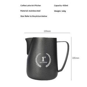 304 stainless steel pull flower tank, black pointed mouth milk foam cup, pull flower cup, 450ml big belly cup, coffee shop milk tank - Image 7