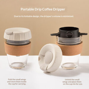 Double hanging ear coffee folding filter cup, filter paper-free drip filter, portable stainless steel hand-brewed coffee utensils - Image 3