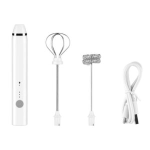Stainless steel electric milk frother, rechargeable coffee frother, milk frother, household electric milk frother, handheld whisk - Image 8
