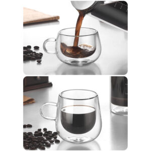 Double-layer glass, household heat-resistant water cup, high borosilicate glass, coffee cup with handle, tea cup, cold drink cup - Image 5