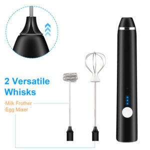 Stainless steel electric milk frother, rechargeable coffee frother, milk frother, household electric milk frother, handheld whisk - Image 3