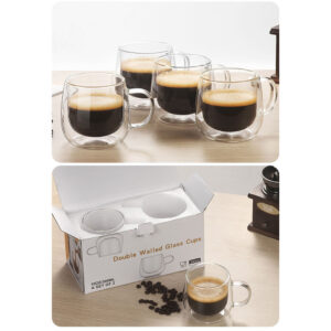Double-layer glass, household heat-resistant water cup, high borosilicate glass, coffee cup with handle, tea cup, cold drink cup - Image 3