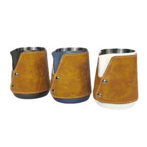 304 stainless steel coffee latte cup, pointed mouth, thickened milk foam cup, household latte tank, milk cup, sessile with leather case - Image 9