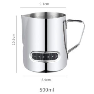 Stainless steel coffee latte cup with temperature sensor, pointed mouth, milk tank, coffee milk foam cup, latte pot, coffee utensils - Image 5