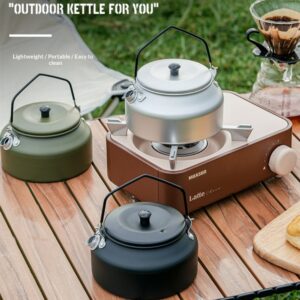Outdoor aluminum alloy kettle 1100ml anti-scalding handle simple teapot travel portable tea and coffee kettle - Image 4