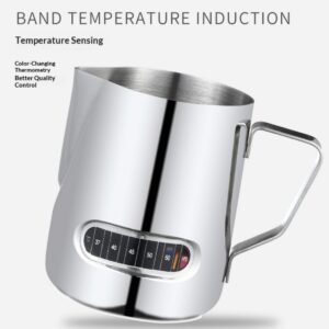 Stainless steel coffee latte cup with temperature sensor, pointed mouth, milk tank, coffee milk foam cup, latte pot, coffee utensils - Image 4