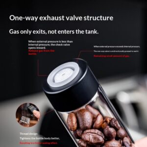 Transparent storage tank display stand, coffee bean display stand, sealed tube, one-way exhaust, portable storage of coffee utensils - Image 4