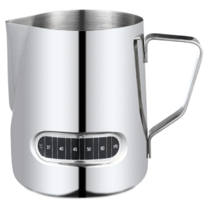 Stainless steel coffee latte cup with temperature sensor, pointed mouth, milk tank, coffee milk foam cup, latte pot, coffee utensils - Image 3