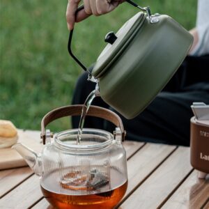 Outdoor aluminum alloy kettle 1100ml anti-scalding handle simple teapot travel portable tea and coffee kettle - Image 3