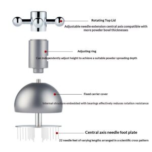 Stainless steel double bearing, adjustable height, rotating agglomerated loose powder cloth powder needle, professional coffee cloth powder device, loose powder needle - Image 3