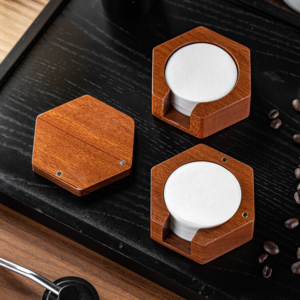 Solid wood magnetic coffee filter paper storage box with lid Italian coffee extraction filter paper coffee storage base accessories - Image 3