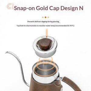 304 stainless steel hand-brewed pot, leather case, hand-brewed ear-mounted brewing pot, long-mouthed fine-mouthed coffee pot, professional coffee utensils - Image 3