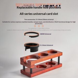 Spring type multifunctional powder press seat solid wood coffee handle 51/53/58MM universal storage seat coffee utensils - Image 3