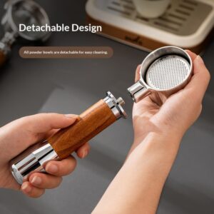 Stainless steel coffee machine funnel, bottomless handle, detachable and modified solid wood handle, coffee machine handle accessories, appliances - Image 3