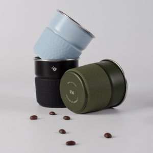Textured spray plastic coffee cup, multi-color stainless steel coffee cup, outdoor camping household heat insulation and anti-scalding sheathed water cup - Image 3