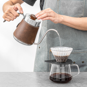 304 stainless steel hand-brewed pot, leather case, hand-brewed ear-mounted brewing pot, long-mouthed fine-mouthed coffee pot, professional coffee utensils - Image 4