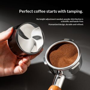 Stainless steel self-gravity adjustment-free coffee cloth powder dispenser, rotating suppression, extraction, uniform powder press, coffee utensils - Image 4
