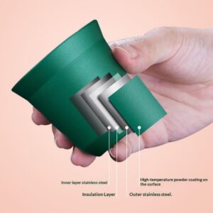 Stainless steel double-layer coffee cup, portable accompanying cup, multi-color optional, small-capacity mini coffee cup, multi-function cup - Image 3