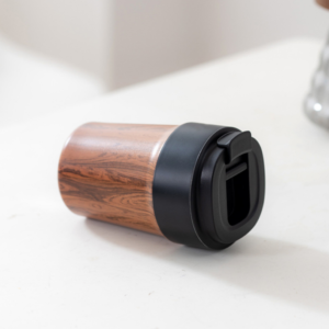 Double-layer ceramic stainless steel coffee accompanying cup portable wood grain creative water cup with lid accompanying vacuum flask - Image 4