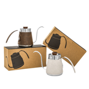 304 stainless steel hand-brewed pot, leather case, hand-brewed ear-mounted brewing pot, long-mouthed fine-mouthed coffee pot, professional coffee utensils - Image 5