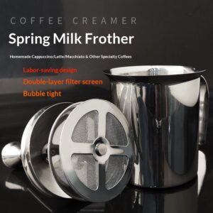 Manual coffee whisk, spring iced coffee foam, double-layer milk frother, stainless steel milk frother 400ml800ml - Image 1
