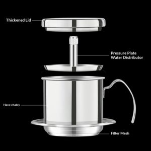 The new second-generation 304 stainless steel Vietnam pot coffee pot drip pot drip filter pot coffee filter cup brewing pot - Image 4