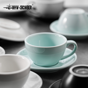Bomber Latte Cup Coffee Cup Home Commercial Italian Coffee Cappuccino La Flower Cup Ceramic Cup and Saucer 280ml - Image 3