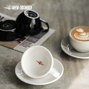 Bomber Latte Cup Coffee Cup Home Commercial Italian Coffee Cappuccino La Flower Cup Ceramic Cup and Saucer 280ml - Image 4