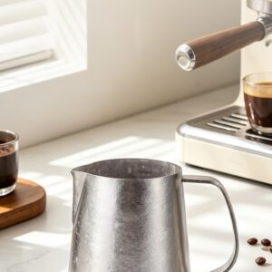 Pure titanium ice flower pattern, bright small round mouth garland cup, titanium pole garland cylinder, milk bottle, milk foam cylinder, coffee utensils - Image 2