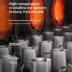 Pure titanium ice flower pattern, bright small round mouth garland cup, titanium pole garland cylinder, milk bottle, milk foam cylinder, coffee utensils - Image 3