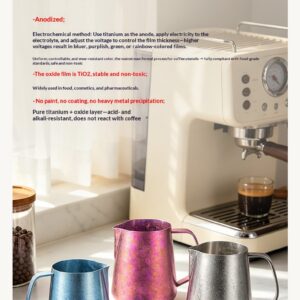Pure titanium ice flower pattern, bright small round mouth garland cup, titanium pole garland cylinder, milk bottle, milk foam cylinder, coffee utensils - Image 4