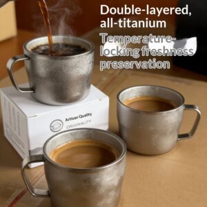 High-value home office pure titanium coffee cup with handle drinking cup double-layer heat insulation and anti-scalding handy cup titanium cup - Image 5