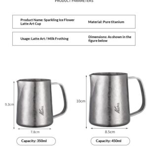 Pure titanium ice flower pattern, bright small round mouth garland cup, titanium pole garland cylinder, milk bottle, milk foam cylinder, coffee utensils - Image 8
