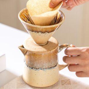 High-value coffee drain filter cup ceramic hand-brewed coffee pot V60 set coffee ceramic filter sharing pot - Image 9