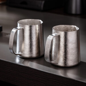 Pure titanium ice flower pattern, bright small round mouth garland cup, titanium pole garland cylinder, milk bottle, milk foam cylinder, coffee utensils - Image 11
