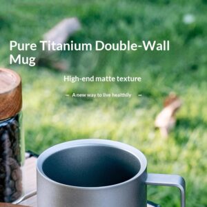 Outdoor pure titanium double-layer coffee cup, small tea cup, titanium cup handle, water cup, anti-scalding tea ear cup, tea cup with handle - Image 2