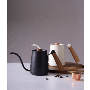 304 stainless steel hand-brewed coffee pot, chicken wing wood, beech wood handle, teflon coffee drip pot, hand-brewed pot 600ml - Image 3