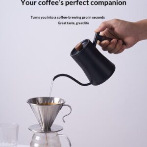 304 stainless steel hand-brewed coffee pot, chicken wing wood, beech wood handle, teflon coffee drip pot, hand-brewed pot 600ml - Image 5