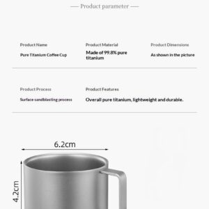 Outdoor pure titanium double-layer coffee cup, small tea cup, titanium cup handle, water cup, anti-scalding tea ear cup, tea cup with handle - Image 8