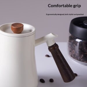 304 stainless steel hand-brewed coffee pot, chicken wing wood, beech wood handle, teflon coffee drip pot, hand-brewed pot 600ml - Image 7