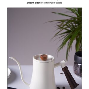 304 stainless steel hand-brewed coffee pot, chicken wing wood, beech wood handle, teflon coffee drip pot, hand-brewed pot 600ml - Image 9