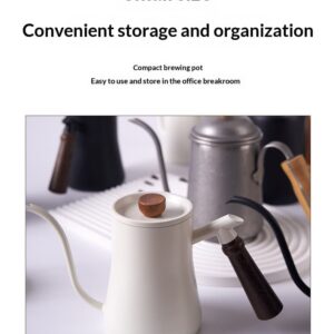304 stainless steel hand-brewed coffee pot, chicken wing wood, beech wood handle, teflon coffee drip pot, hand-brewed pot 600ml - Image 10
