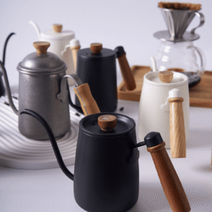 304 stainless steel hand-brewed coffee pot, chicken wing wood, beech wood handle, teflon coffee drip pot, hand-brewed pot 600ml - Image 12